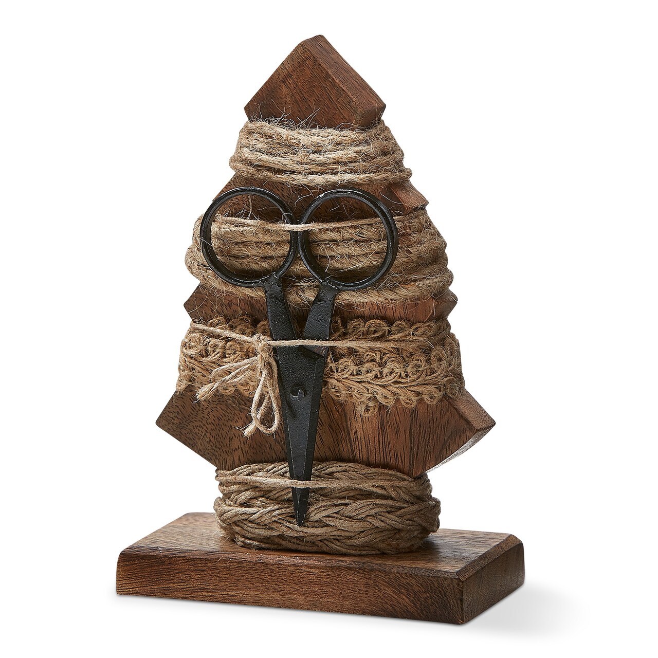 Tree Ribbon & Scissor Set - Natural Decorative Tree Sculptures, Set of 4, Christmas White Polyester, Spot Clean, 3.81" H